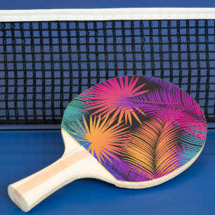 Raquette De Ping Pong Palmier tropical Feuille Jungle Rainbow