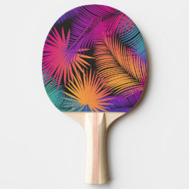 Raquette De Ping Pong Palmier tropical Feuille Jungle Rainbow