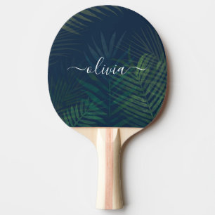 Raquette De Ping Pong Palmier vert foncé Tropical Feuille Ping Paddle