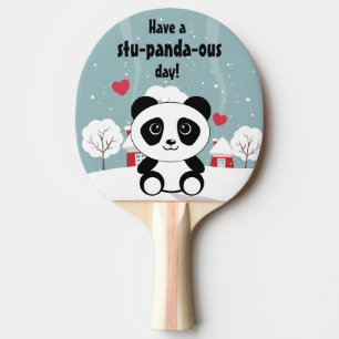 Raquette De Ping Pong Panda Bébé Cute En Hiver Gris Neige