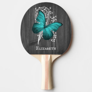 Raquette De Ping Pong Papillon rustique turquoise personnalisé