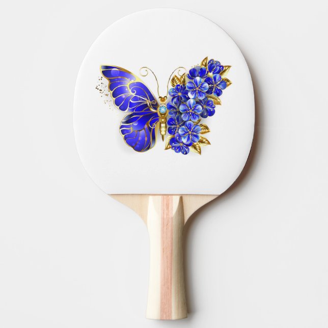 Raquette De Ping Pong Papillon saphir à fleurs (Devant)