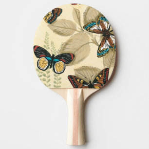 Raquette De Ping Pong Papillons glissant au-dessus du feuille
