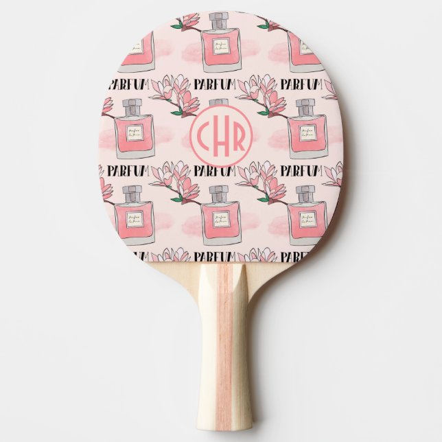Raquette De Ping Pong Parfums roses mignons | Parfum | Floral | Monogram (Devant)
