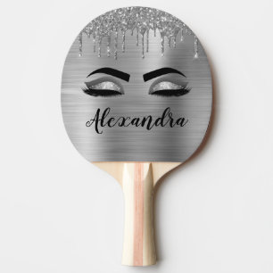 Raquette De Ping Pong Parties scintillant d'argent Éclats d'oreillettes 