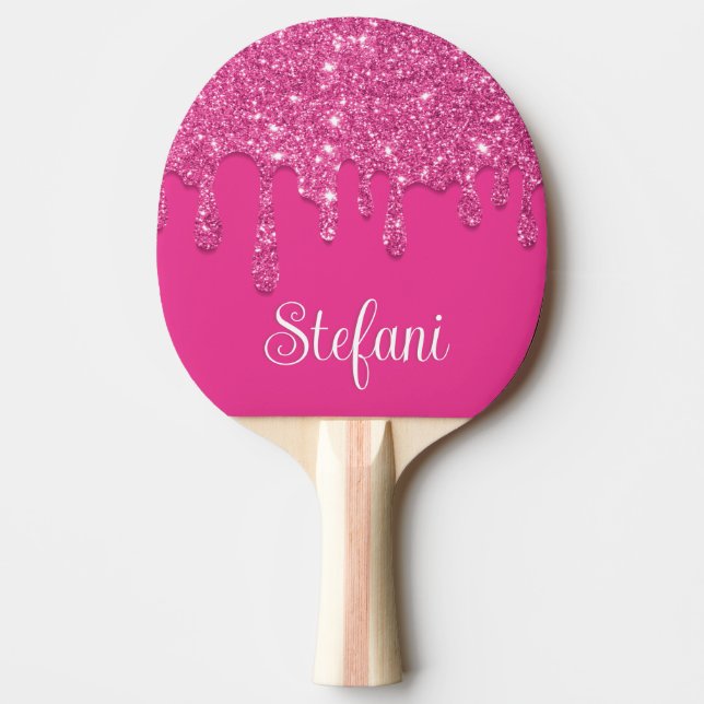 Raquette De Ping Pong Parties scintillant de sommiers roses chauds (Devant)