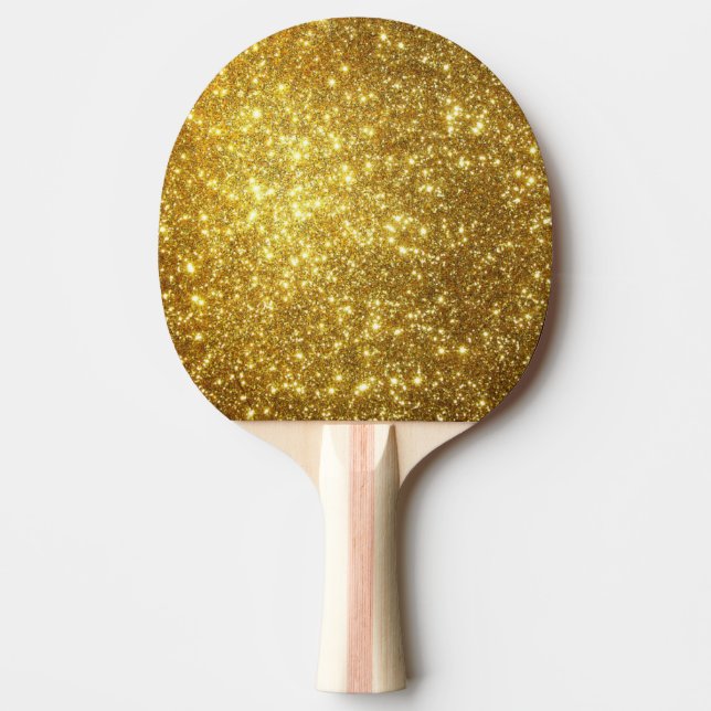 Raquette De Ping Pong Parties scintillant d'or Glam étincelles Bling Gir (Devant)