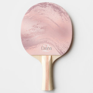 Raquette De Ping Pong parties scintillant élégante en marbre rose rose