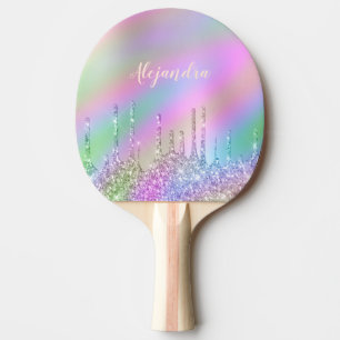 Raquette De Ping Pong parties scintillant holographique élégante et co