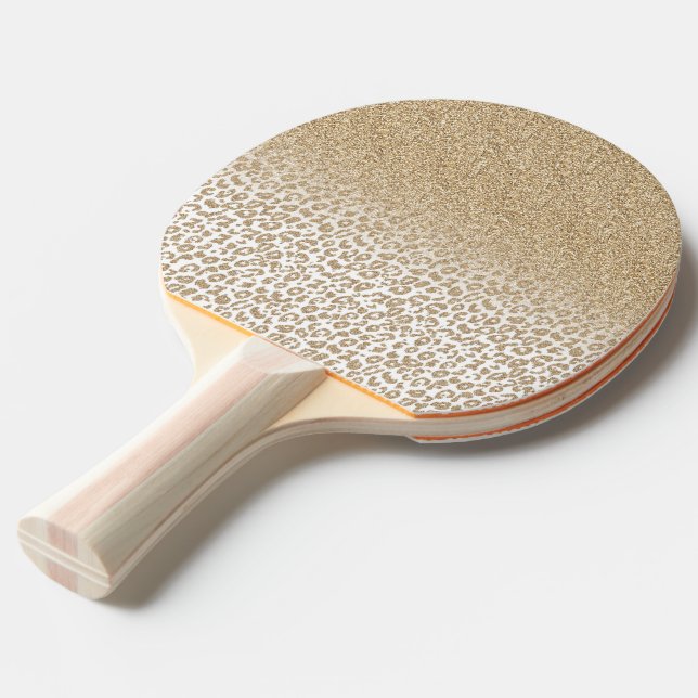 Raquette De Ping Pong Parties scintillant or tendance et dégradé Emprein (Devant Angle)