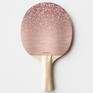 Raquette De Ping Pong Parties scintillant rose-or Faux et texture métall