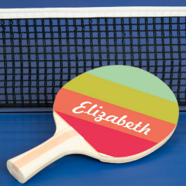 Raquette De Ping Pong Pastel Rainbow Nom personnalisé