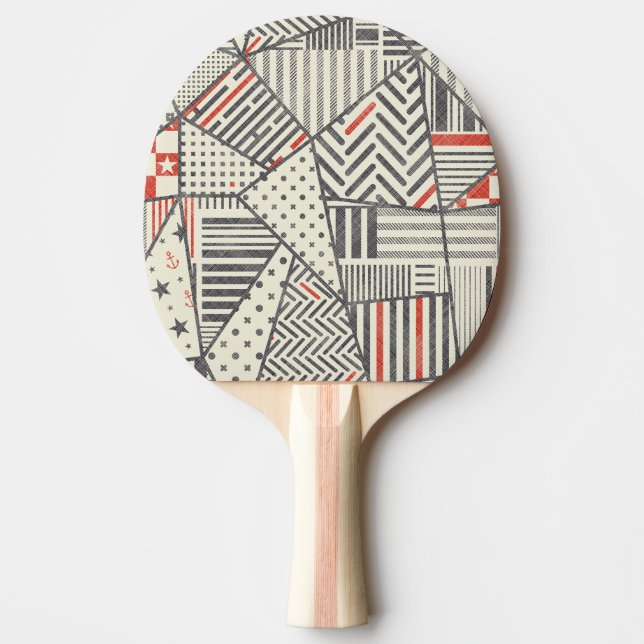 Raquette De Ping Pong Patchwork rétro : Conception géométrique Abstraite (Devant)