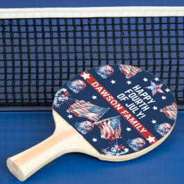 Raquette De Ping Pong Patriotique 4 juillet Aquarelle Nom de famille