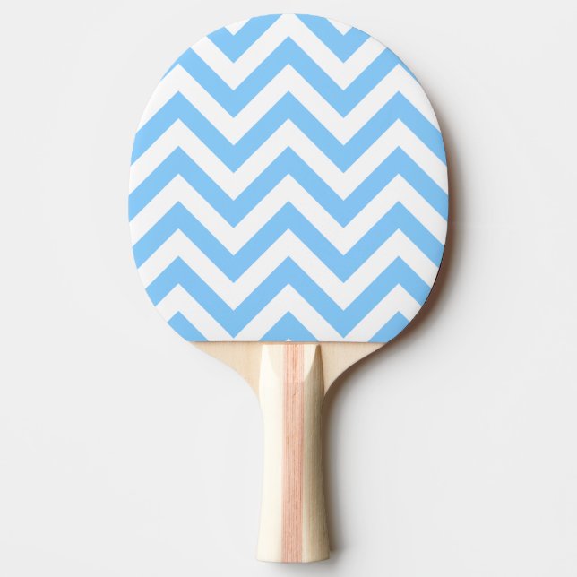 Raquette De Ping Pong Patters de Sky Blue et White Large Chevron Zig Zag (Devant)