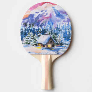 Raquette De Ping Pong Paysage d'hiver