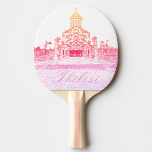 Raquette De Ping Pong Paysage urbain de Tbilissi Géorgie Sameba Architec