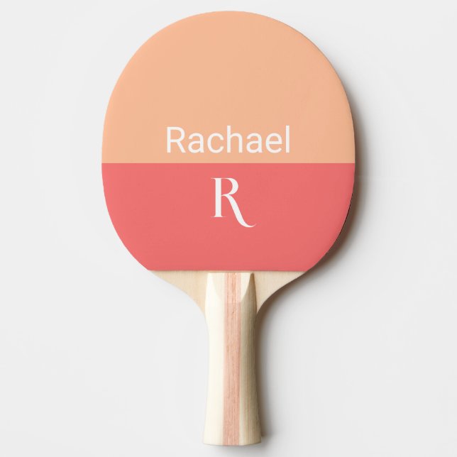 Raquette De Ping Pong Peach de nom de monogramme simple (Devant)