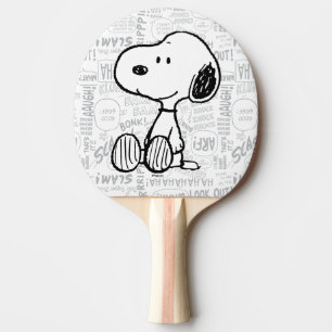 Raquette De Ping Pong PEANUTS Snoopy on Black White Comics