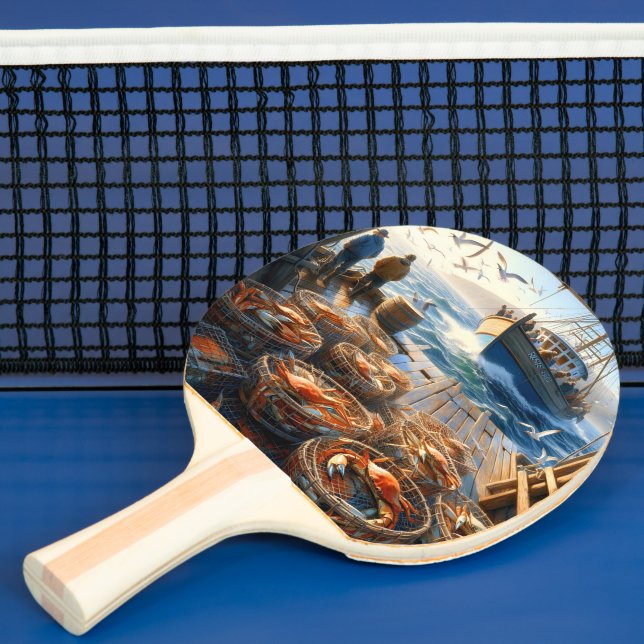 Raquette De Ping Pong Pêcheurs à la Twilight ramassant des crabes (Insitu)