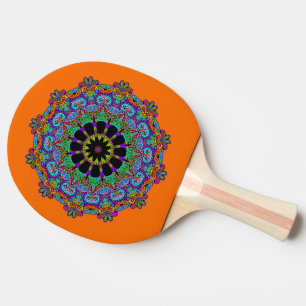Raquette De Ping Pong Peinture à la main Mandala Horloge Face 24