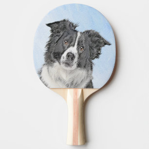 Raquette De Ping Pong Peinture Collie Bordure - Joli art original chien