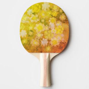 Raquette De Ping Pong Peinture d'aquarelle Abstraite de fleurs rétro