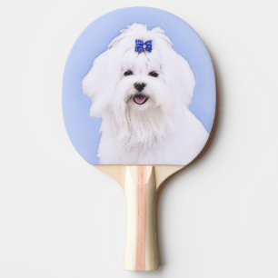Raquette De Ping Pong Peinture maltaise - Joli art original pour chien