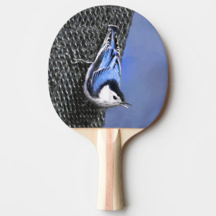Raquette De Ping Pong Peinture Nuthatch à poitrine blanche Art original