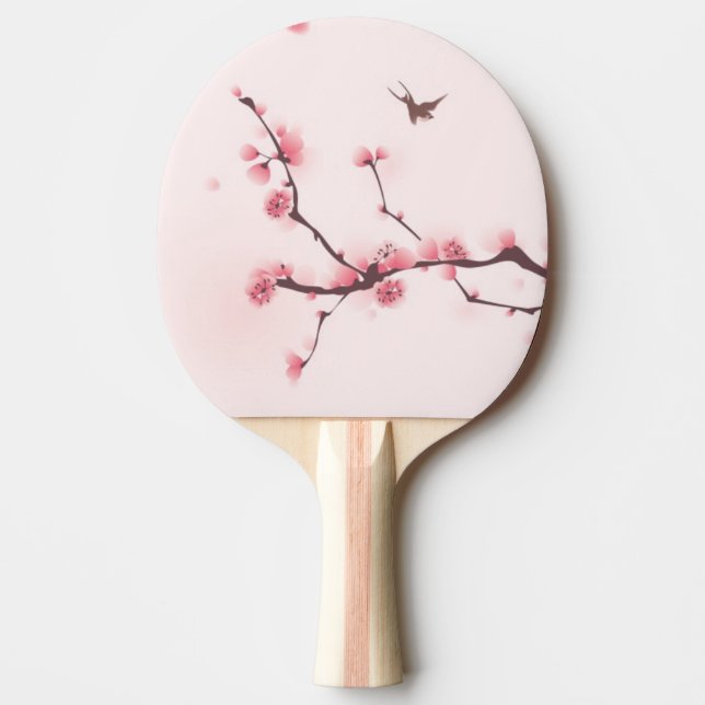 Raquette De Ping Pong Peinture orientale de style, fleurs de cerisier (Devant)