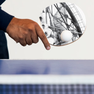 Raquette De Ping Pong Pencilart de passerelle antique Monochrome
