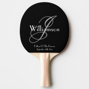 Raquette De Ping Pong Père du marié Monogramme gris classique écriture b