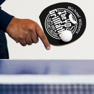 Raquette De Ping Pong Père noir blanc personnalisé BBQ Grillfather