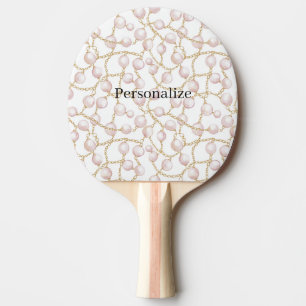 Raquette De Ping Pong Perles roses Chaîne en or