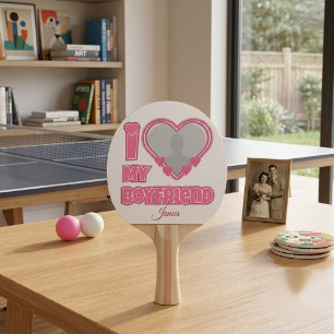 Raquette De Ping Pong Personnalisé J'aime mon petit ami – Ajouter une ph