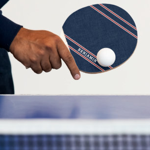 Raquette De Ping Pong Personnalisé Marine moderne Bleu Rouge Blancs