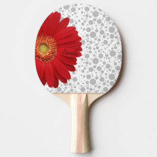 Raquette De Ping Pong Personnaliser Polka Dot Red Daisy