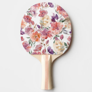 Raquette De Ping Pong Pétales de pêche Fleurs aquarelle Botanique Florai