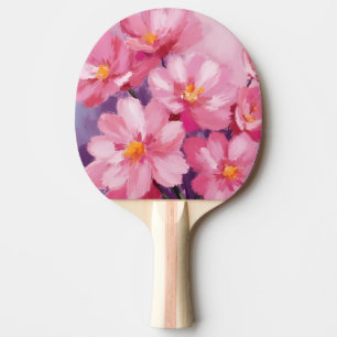 Raquette De Ping Pong Pétales roses en fleurs Peinture de fleurs à l'a