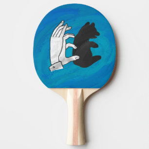 Raquette De Ping Pong Petit Ours Ombre Sur Bleu