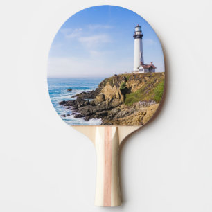 Raquette De Ping Pong Phare sur la colline bleu ciel maison blanche océa