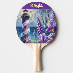 Raquette De Ping Pong Phare violet avec Foxglove & Iris Personnalisé