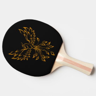 Raquette De Ping Pong Phoenix de cuivre se lève sur noir