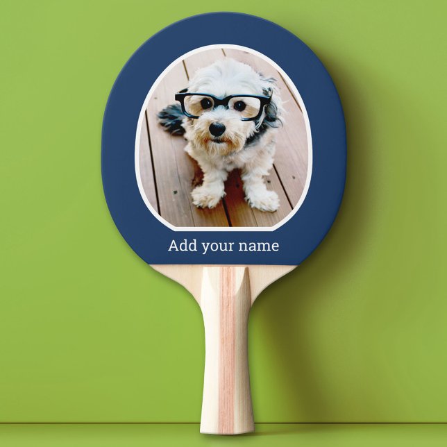 Raquette De Ping Pong Photo avec cadre simple - texte moderne marine bla (Custom Pink Pong Paddle)