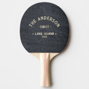 Raquette De Ping Pong Pierre de granit foncé Nom de famille vintage bord