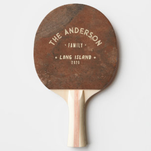 Raquette De Ping Pong Pierre de Sable Marron Vintage Nom de Famille Bord