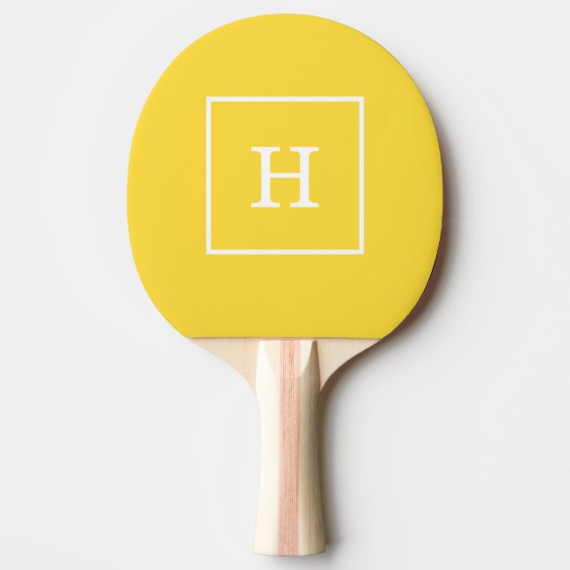 Raquette De Ping Pong Pineapple Yellow White Framed Monogram initial (Devant)