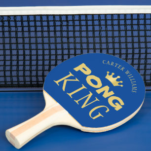 Raquette De Ping Pong PING PONG KING Nom Editable Blue Gold 2 côtés