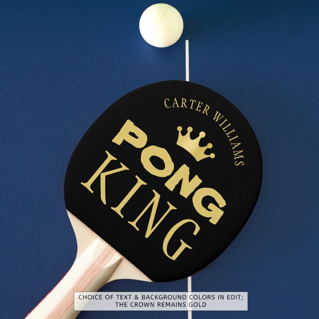 Raquette De Ping Pong PING PONG KING Personnalisé Editable Black Gold (Créateur téléchargé)