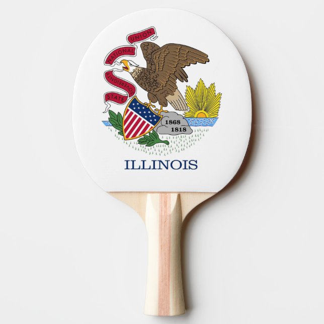Raquette De Ping Pong Ping pong paddle avec Drapeau de l'Illinois, USA (Dos)